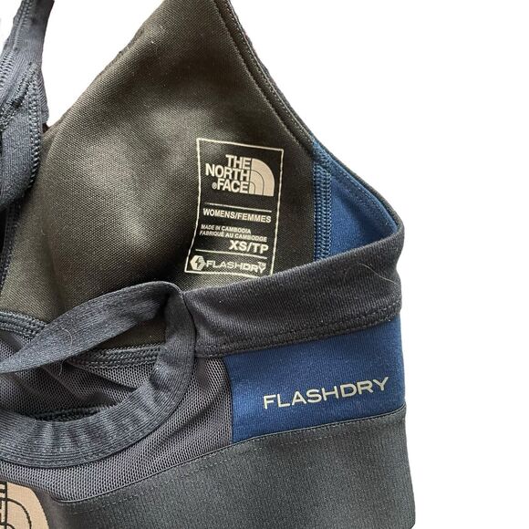The North Face XS Sports Bra Racerback Black Dark Blue Workout Flash Dry - Picture 3 of 6